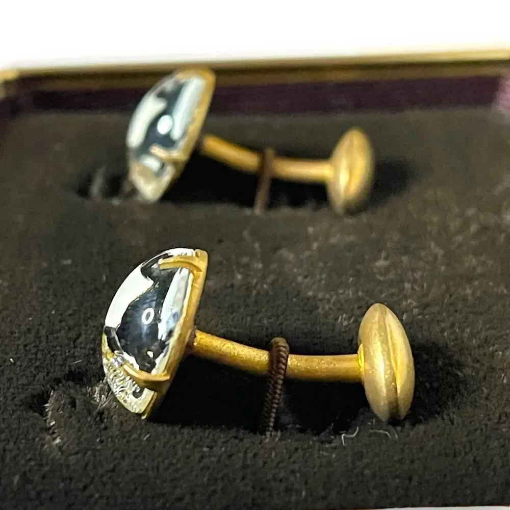 Vintage Paul Stuart 40s Cufflinks Mens Reverse Painted Convex Glass Scottie Dogs